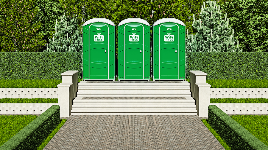 3d illustration of portable toilets