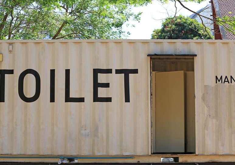 white mobile container toilet